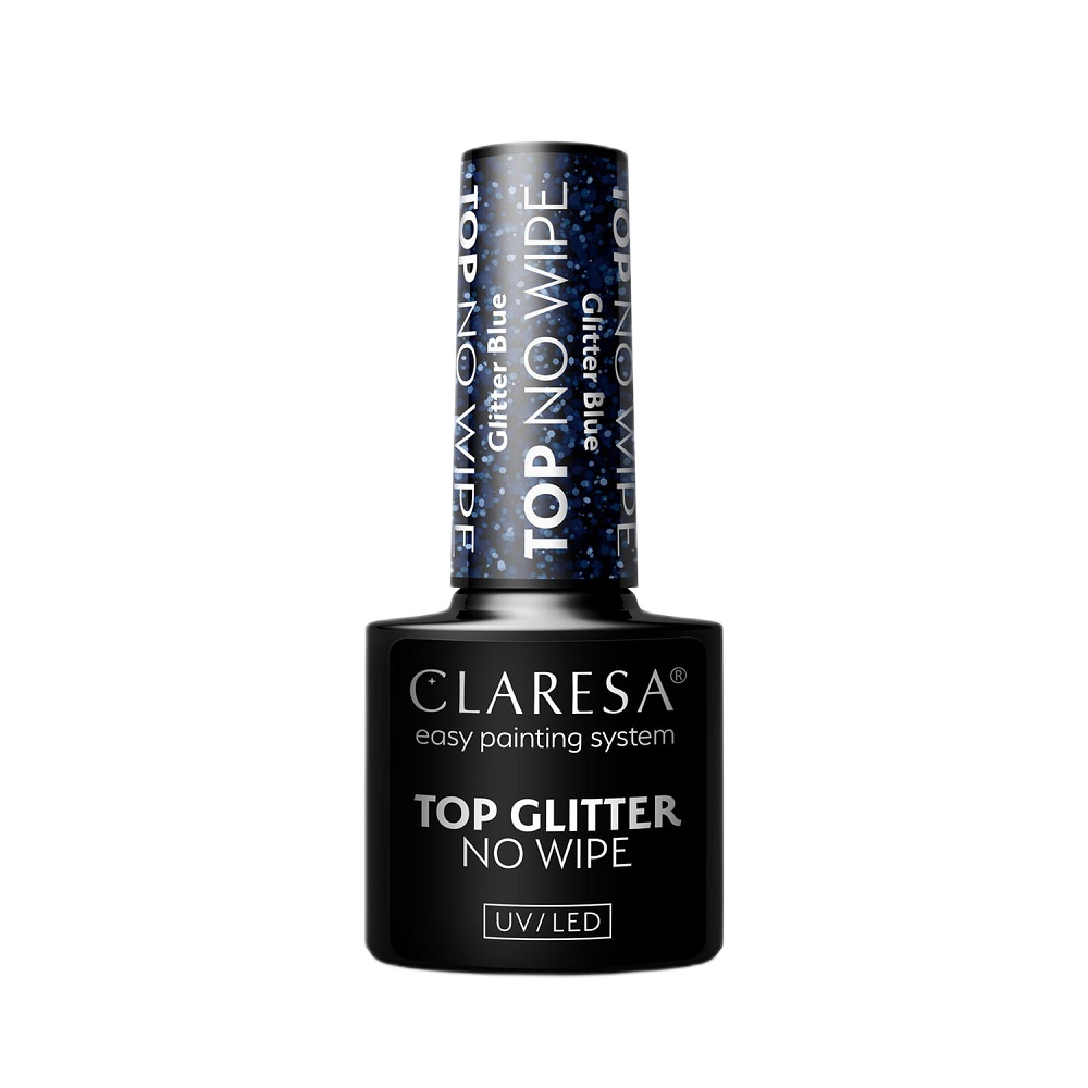 _Top Glitter No Wipe Hybridný Lak Top Glitter Blue 5g
