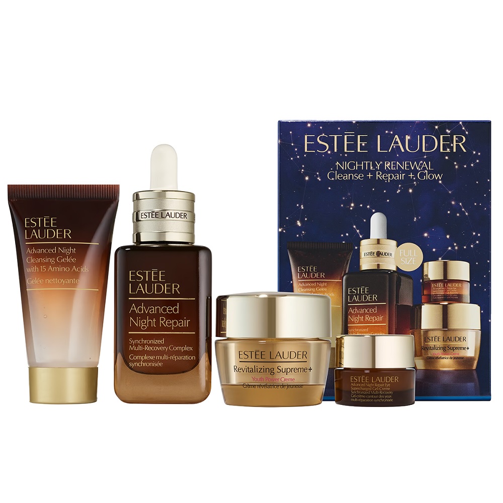 Cleanse + Repair + Glow Set Nočná Obnovujúca Sada: Nočný čIstiaci Gél 30 Ml + Regeneračné Sérum 50 Ml + Revitalizačný Krém Na Tvár 15 Ml + Očný Krém 5 Ml