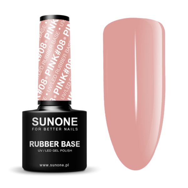 _UV/LED Gel Polish Color Rubber Base Hybridný Lak Ružová 08 5ml