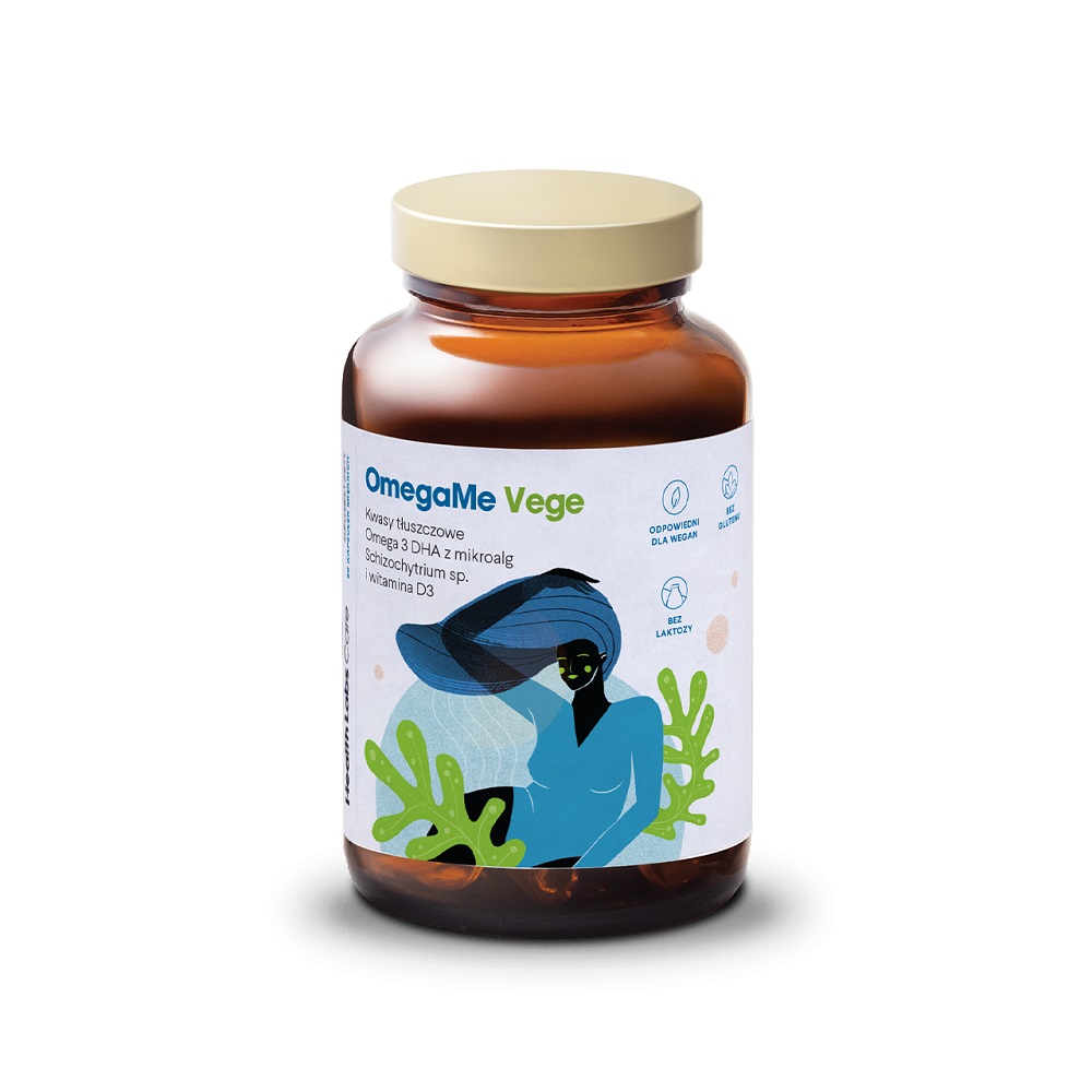 OmegaMe Vege Mastné Kyseliny Omega 3 DHA Z Morských Rias S Vitamínom D3 Doplnok Stravy…