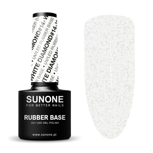 _UV/LED Gel Polish Color Rubber Base Hybridný Lak White Diamond 14 5ml