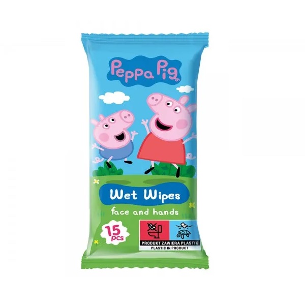 Prasiatko Peppa, Jahoda Vlhčené Obrúsky Na Tvár A Ruky 15ks.