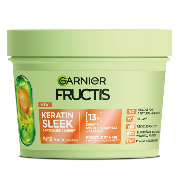 Fructis Keratin Sleek Maska Na Suché A Kučeravé Vlasy 370ml