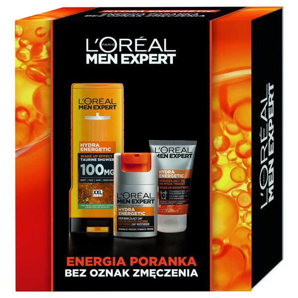 Zestawy Dla Mężczyzn Men Expert Hydra Energetic Set Sprchový Gél 400ml + Hydratačný Krém 50ml + Gél Na Umývanie Tváre 100ml