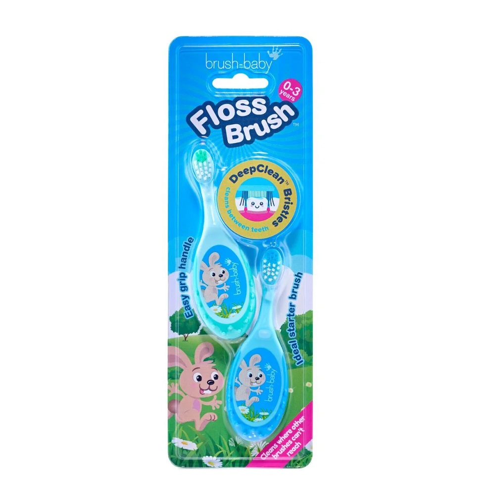 FlossBrush Zubná Kefka Pre Deti Vo Veku 0-3 Roky, 2 Ks