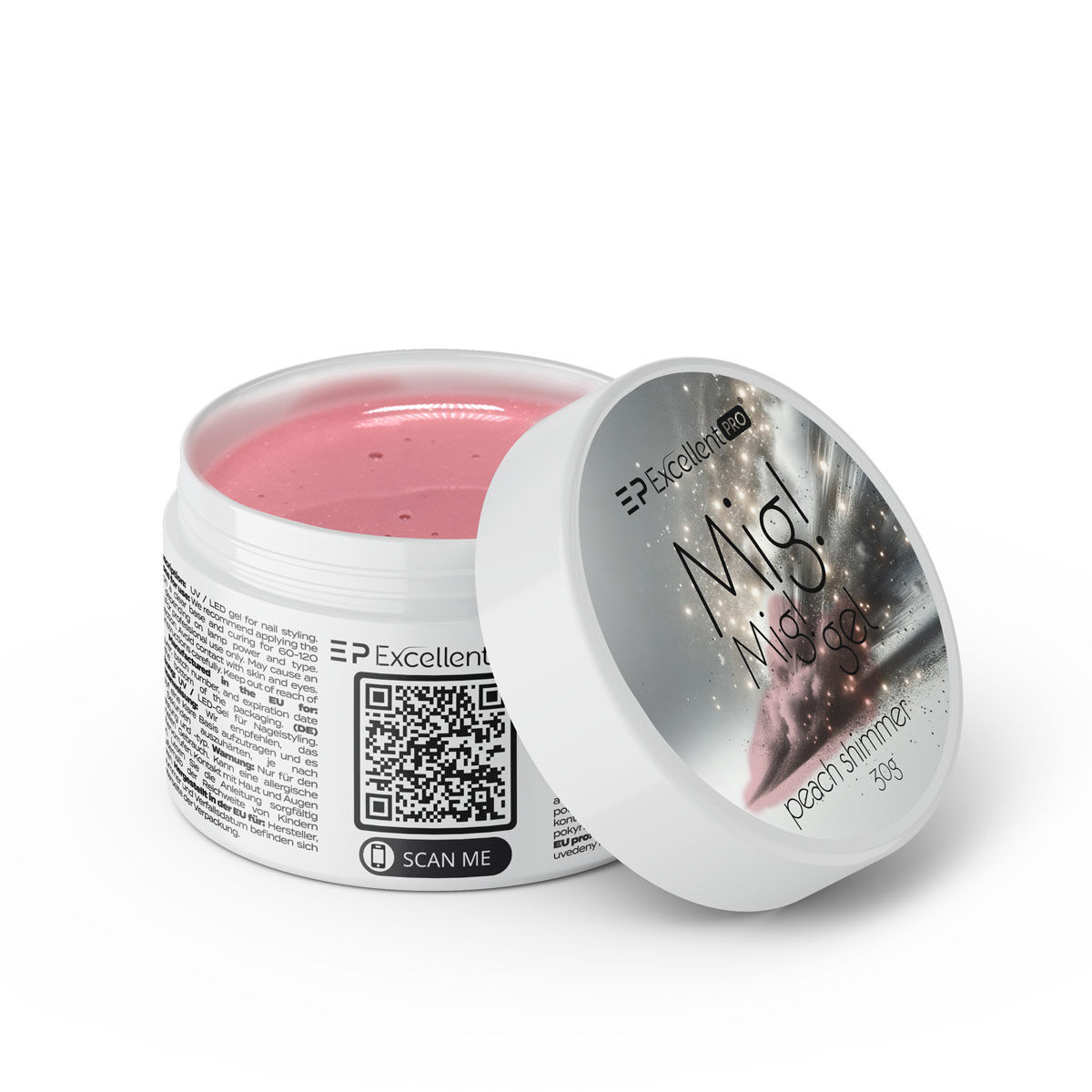 Mig! Gel Peach Shimmer 30g Mig! Mig! Stavebný Gél Peach Shimmer 30 G