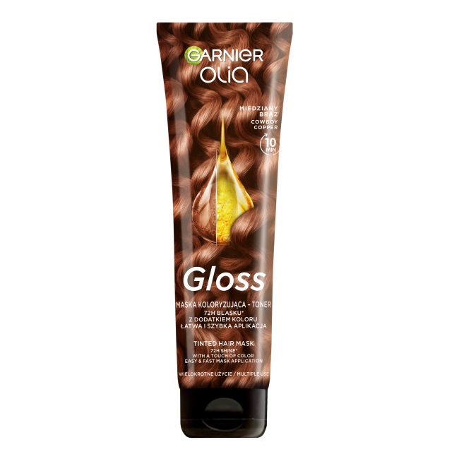 Olia Gloss Farbiaca Maska – Tónovací Prípravok Na Vlasy, Medená Hnedá, 150 Ml