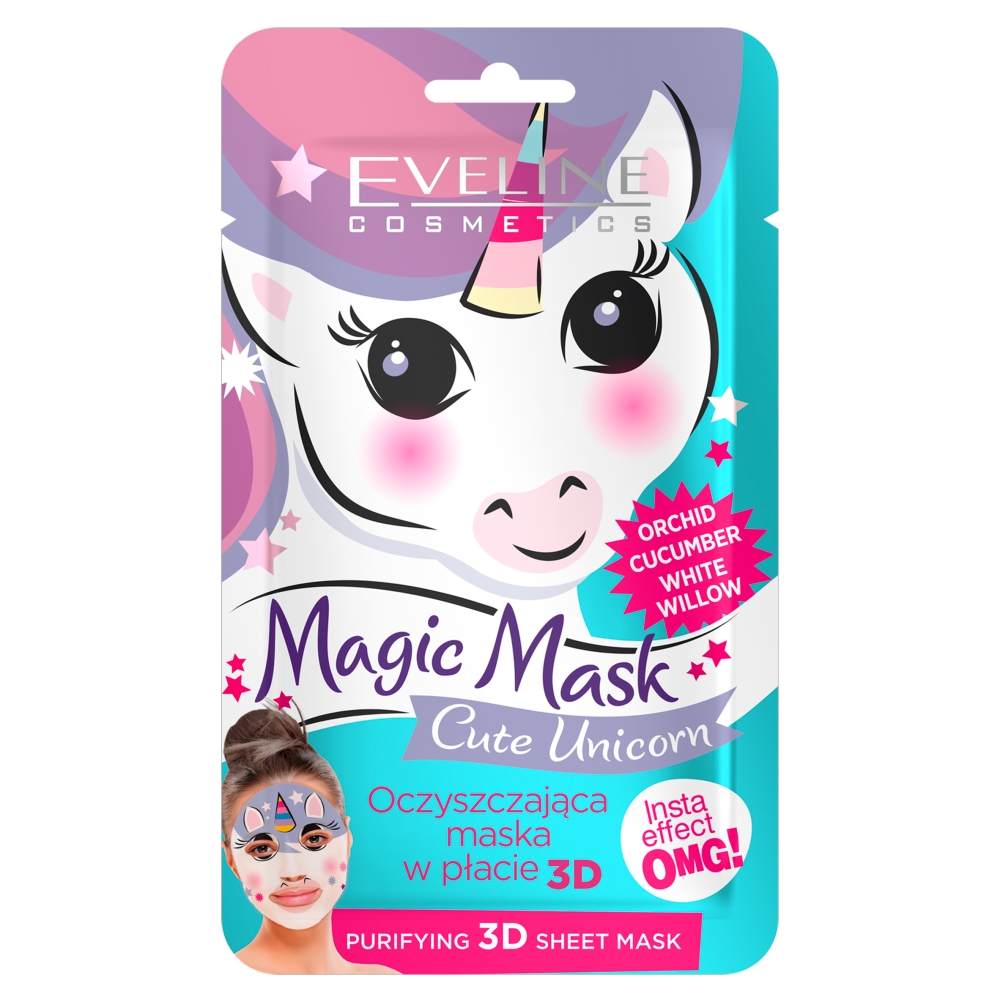 Magic Mask Cute Unicorn čIstiaca Pleťová Maska V 3D Plátoch