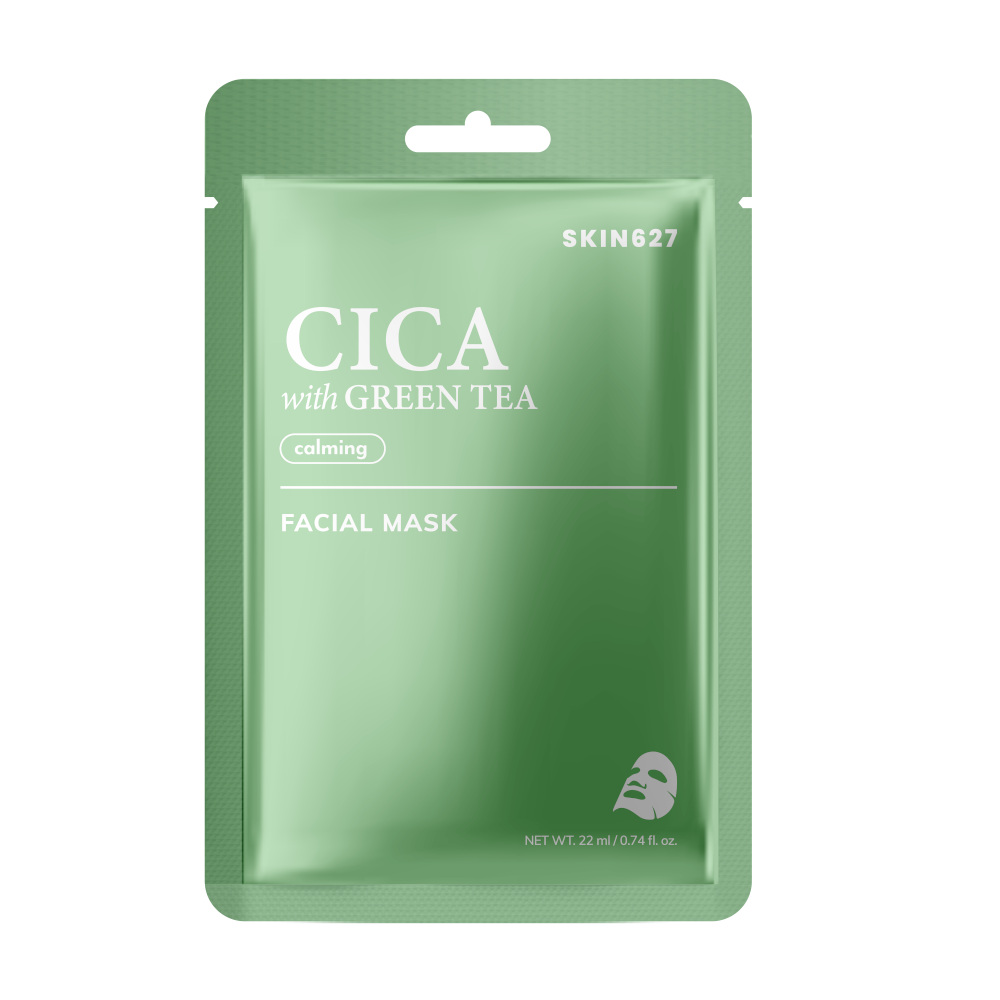 Cica With Green Tea Upokojujúca Pleťová Maska V Plátku, 22 Ml