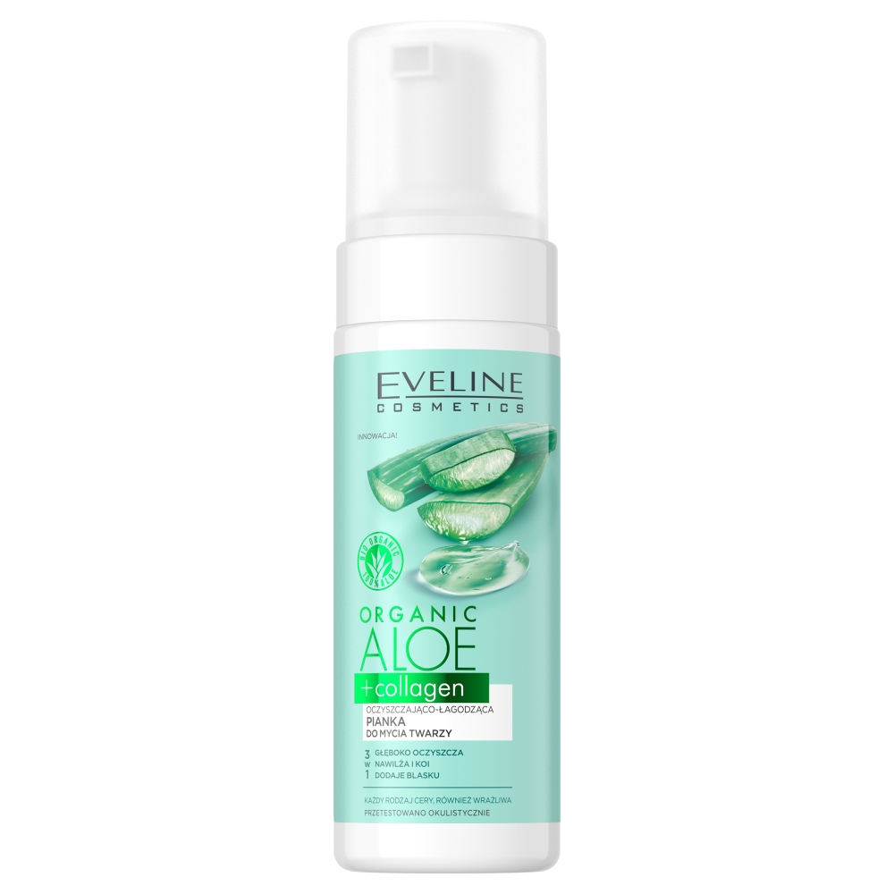 ČIstiaca A Upokojujúca Pena Na Tvár 3 V 1 S Organickým Aloe A Kolagénom 150 Ml