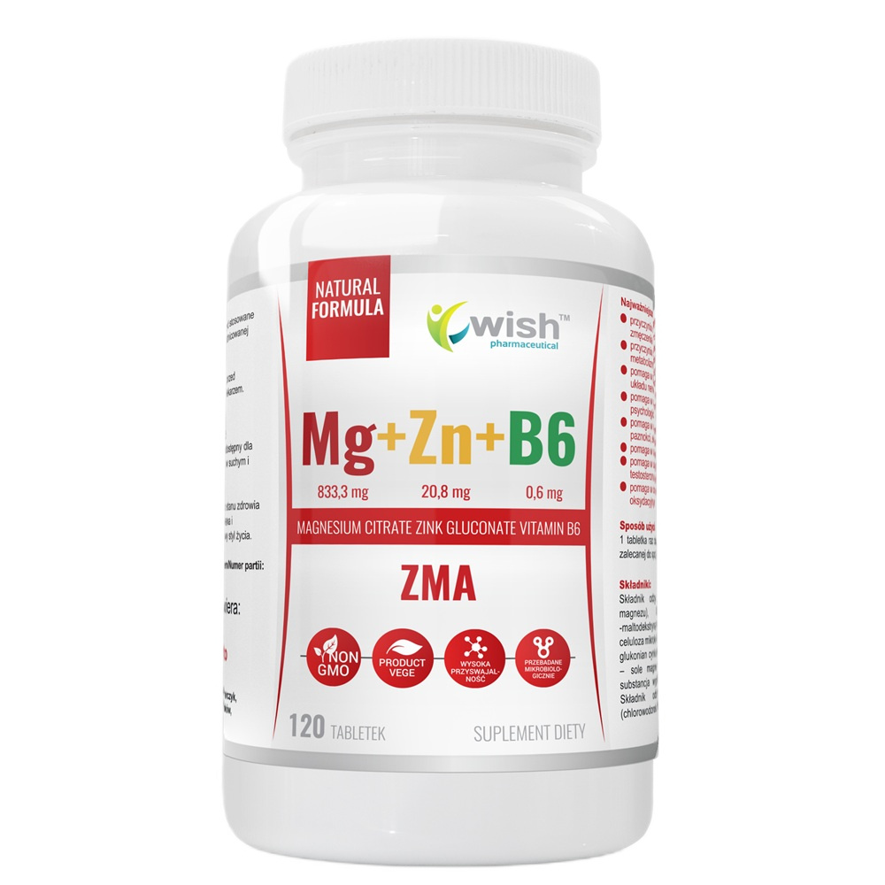 Mg + Zn + B6 ZMA Horčík + Zinok + B6 Doplnok Stravy 120 Tabliet