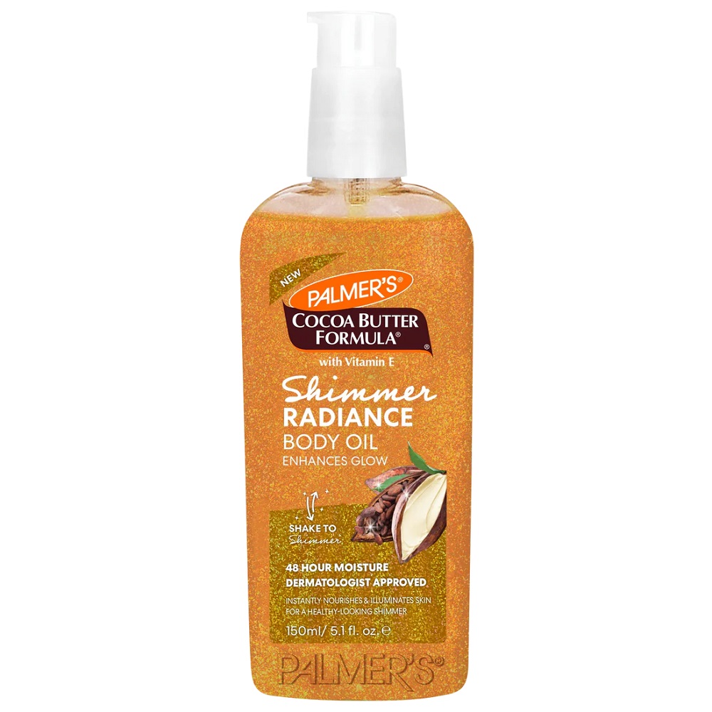 Cocoa Butter Formula Shimmer Shimmer Radiance Body Oil – Rozjasňujúci Telový Olej S Trblietkami, 150 Ml