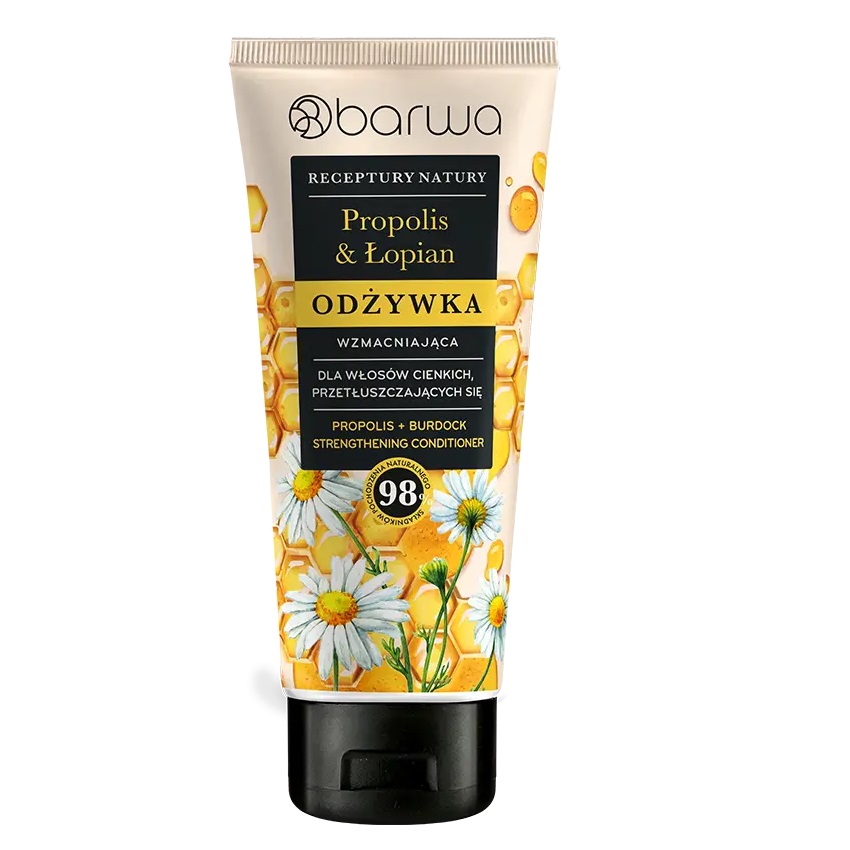 Receptury Natury Propolis + ŁOpian Prírodný Recept Posilňujúci Kondicionér Na Vlasy Propolis + Lopúch 200ml