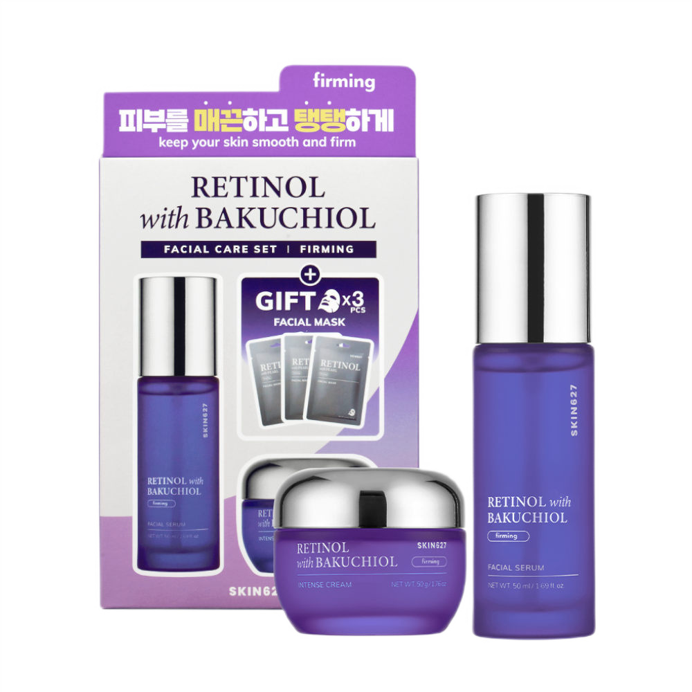 Retinol With Bakuchiol Sada Séra Na Tvár (50 Ml) + Krém Na Tvár (50 G) + Pleťové Masky (3 X 22 Ml)