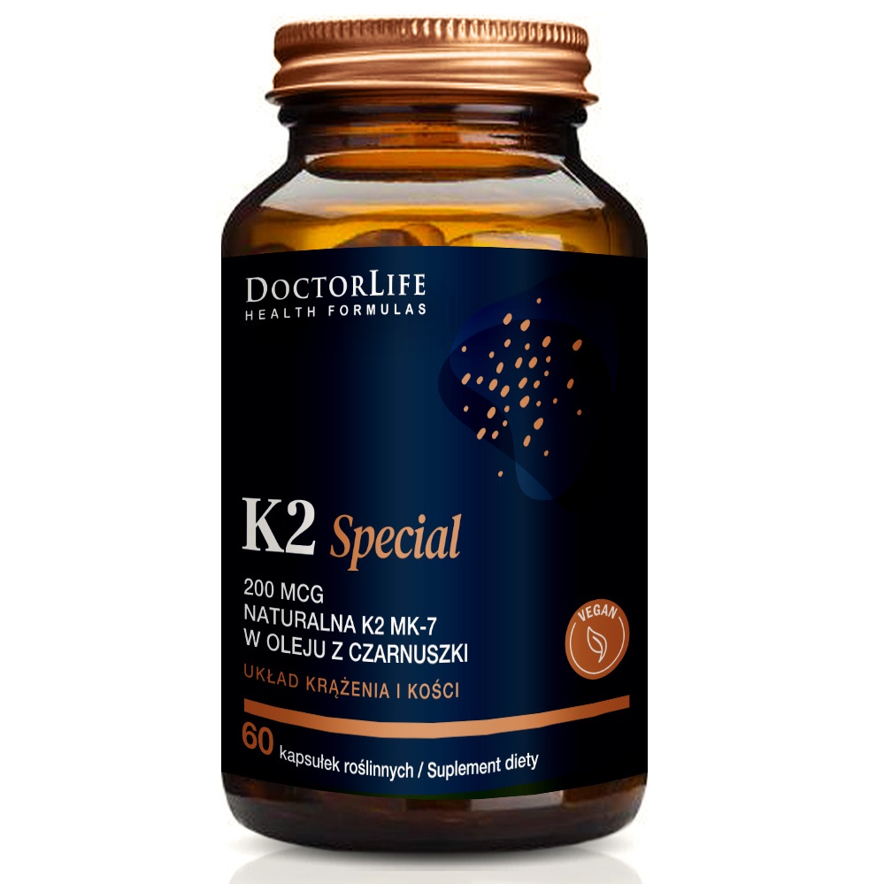K2 ŠPeciálny 200mcg Prírodný K2 MK-7 V Nigella Oleji Doplnok Stravy 60 Kapsúl