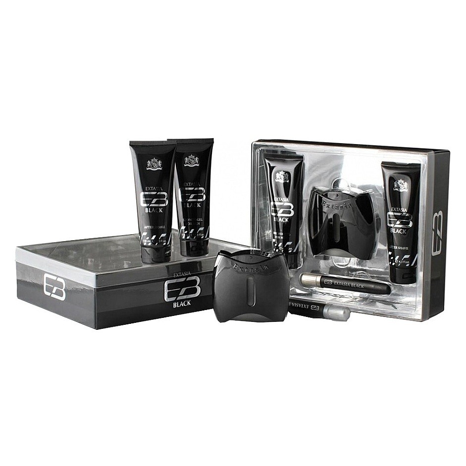 Extasia Black Sada Toaletná Voda V Spreji 100ml + Voda Po Holení 130ml + Sprchový Gél 130ml + Toaletná Voda V Spreji 15ml