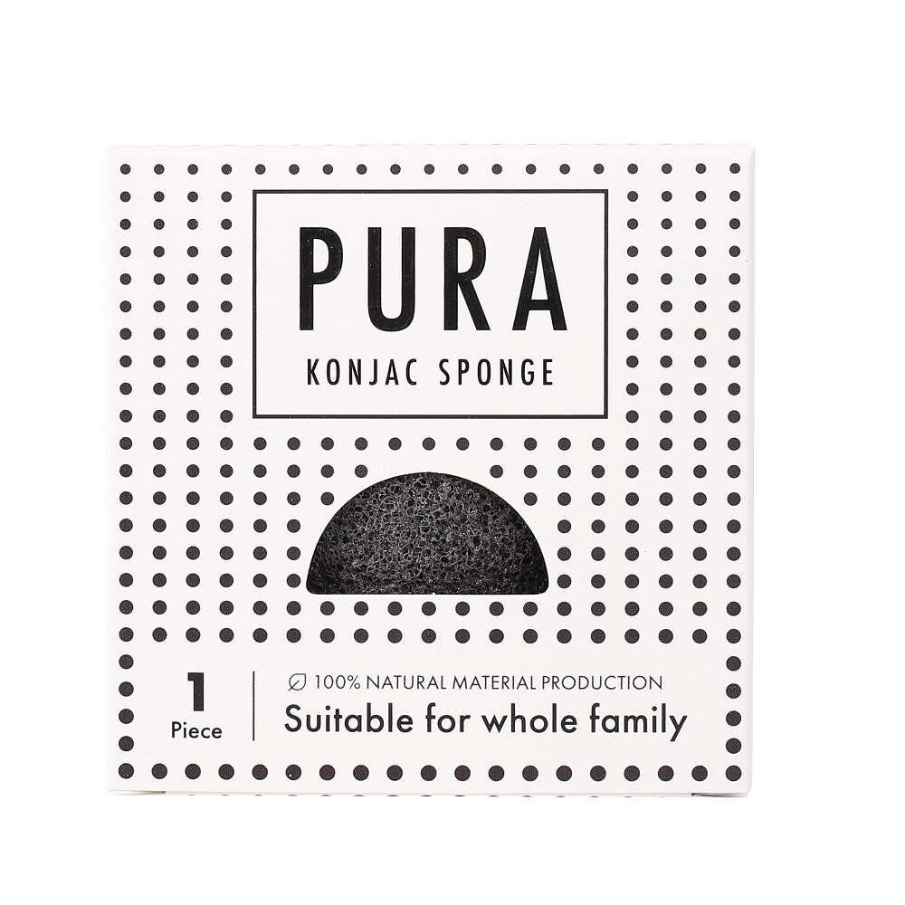 Pura Konjac Sponge Hubka Na Umývanie Tváre čIerna