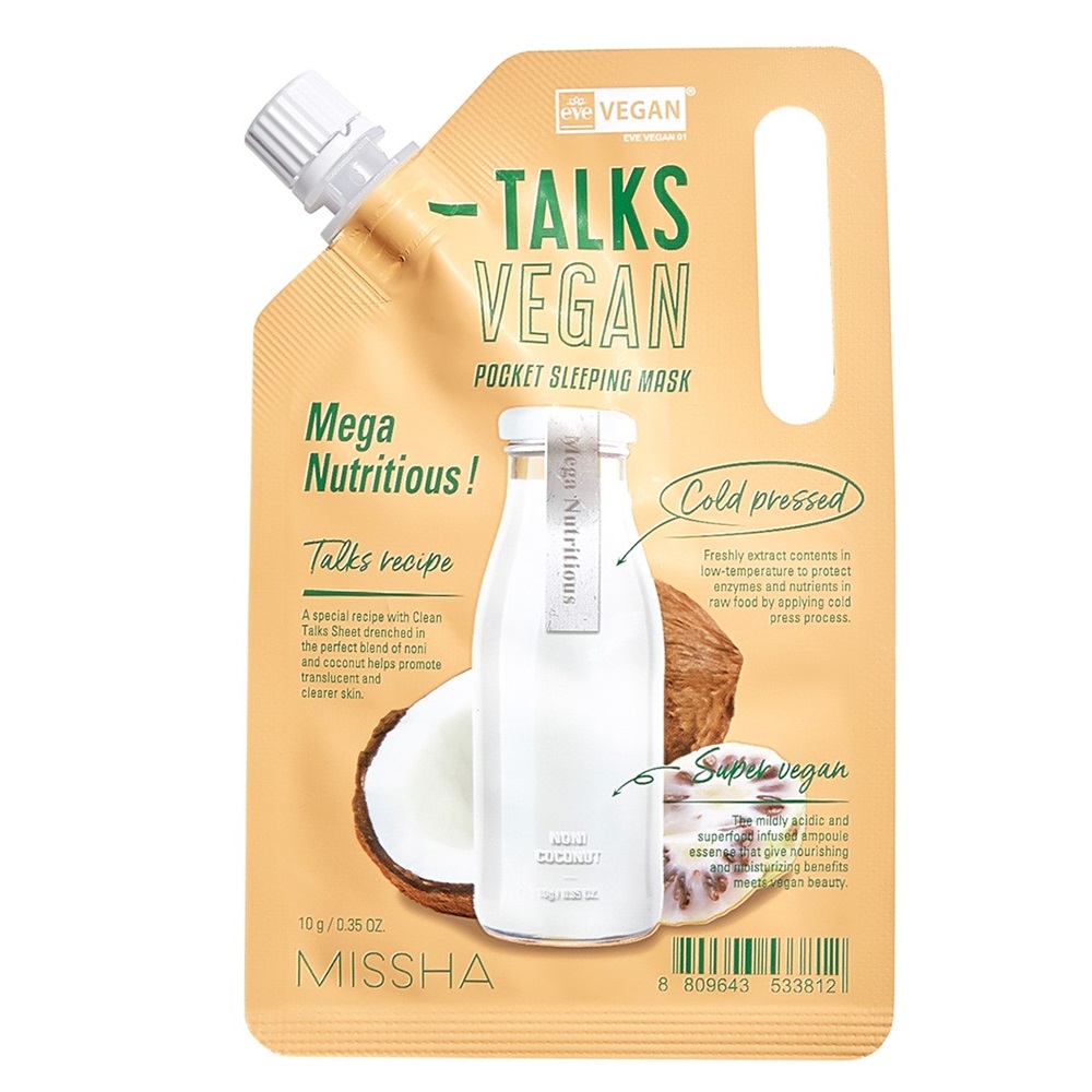 Talks Vegan Squeeze Pocket Sleeping Mask Hydratačná A Vyživujúca Nočná Maska Pre Suchú Pleť Mega Výživná 10g
