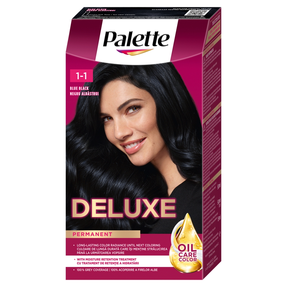 Paleta, Deluxe Oil-Care Color Permanentná Farba Na Vlasy S Mikro Olejom 909 (1-1) Granátové Jablko čIerne