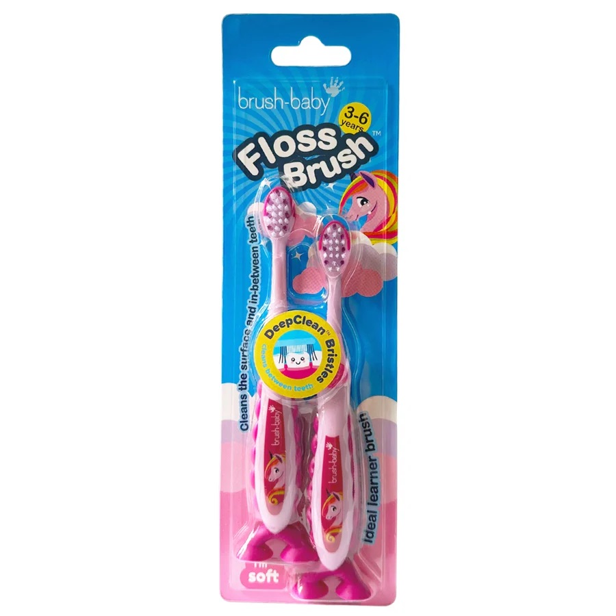 FlossBrush 3-6 Lat FlossBrush Mäkká Zubná Kefka Pre Deti Vo Veku 3-6 Rokov, 2 Ks