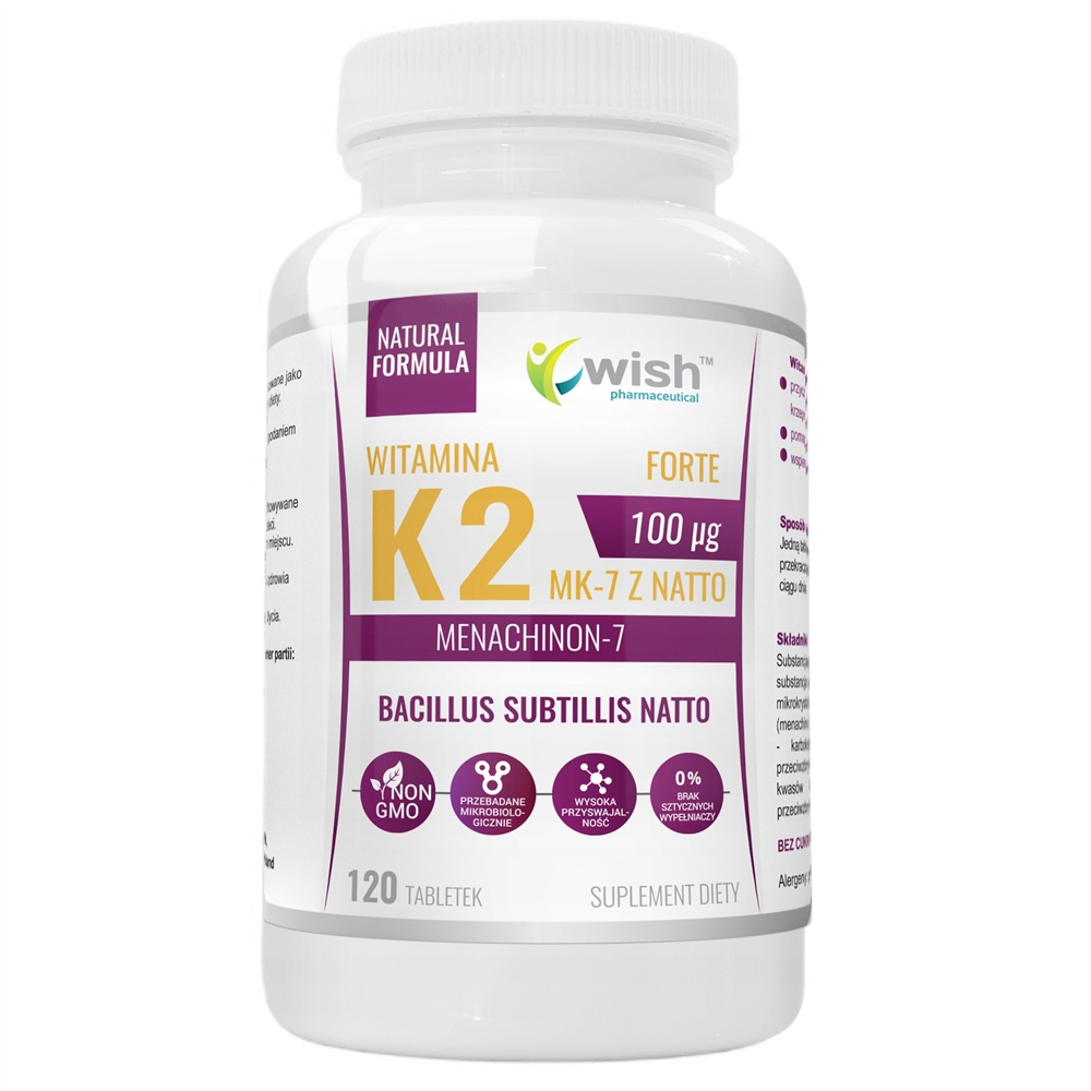 Witamina K2 100µG MK-7 Z Natto Prírodné Vitamínové Suplementy 120 Tabliet