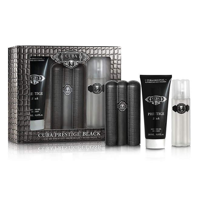 Cuba Prestige Black Sada: Toaletná Voda V Spreji 90 Ml + Voda Po Holení 100 Ml + Sprcho…